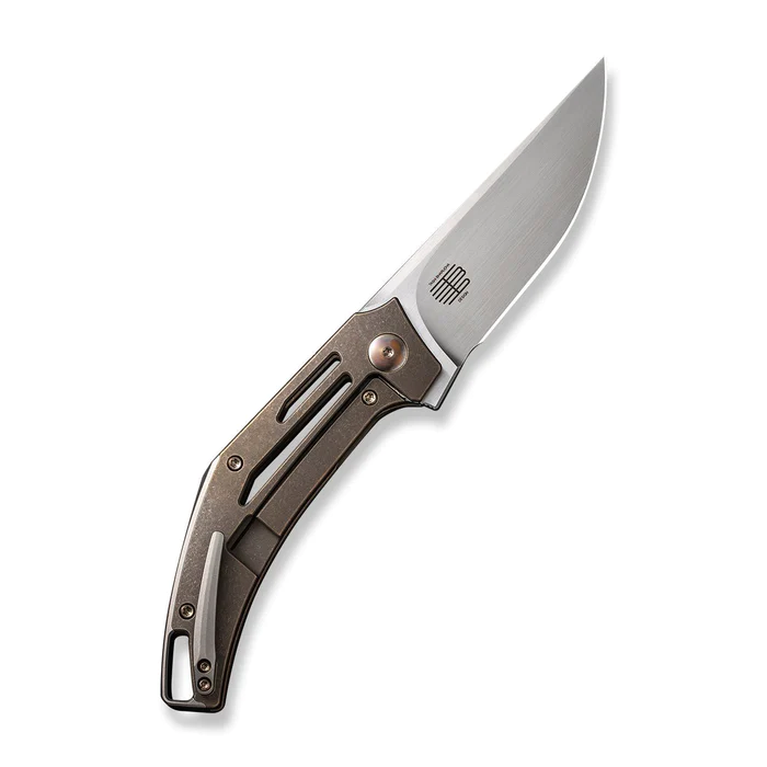 WeKnife Speedliner Flipper Knife Bronze Titanium Handle (3.39″ Hand Rubbed Satin CPM 20CV Blade)